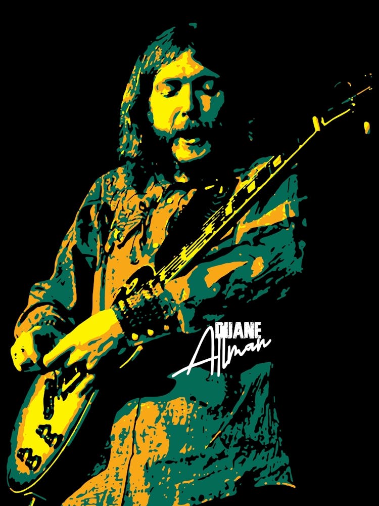 Duane Allman American Musician Legend in Colorful Pop Art