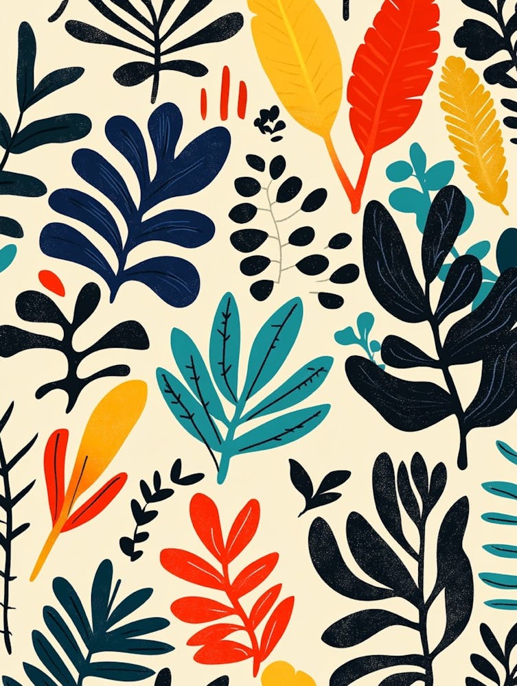 Seamless Pattern With Colorful Leaves 4