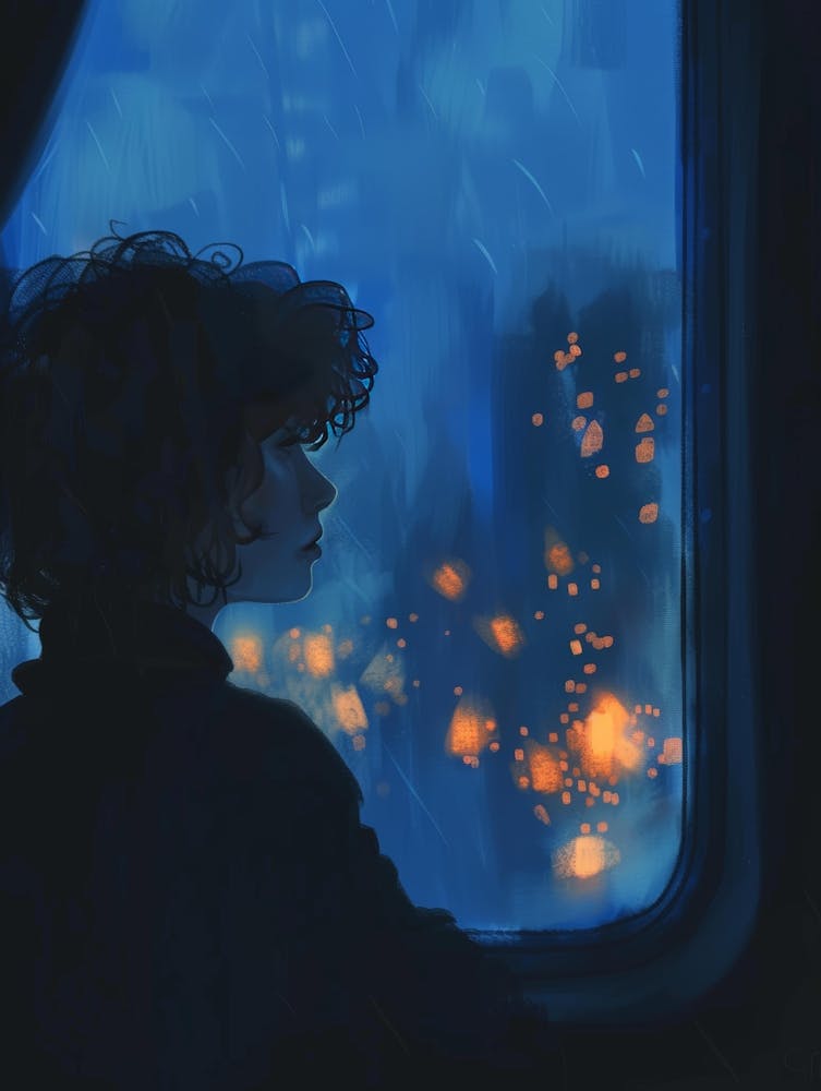 Girl Looking Out A Window 1