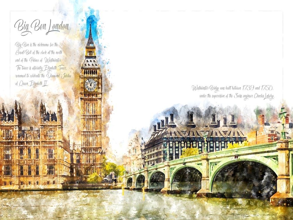 Big Ben, London, Watercolor
