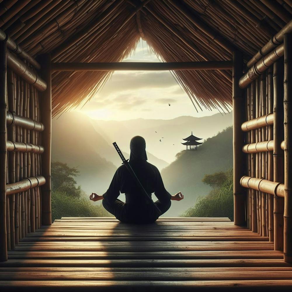 Shinobi Meditating In A Hut
