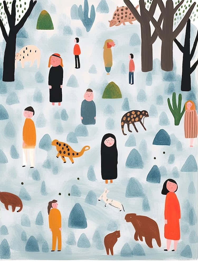 Tiny People At The Zoo Animals And Illustration 2