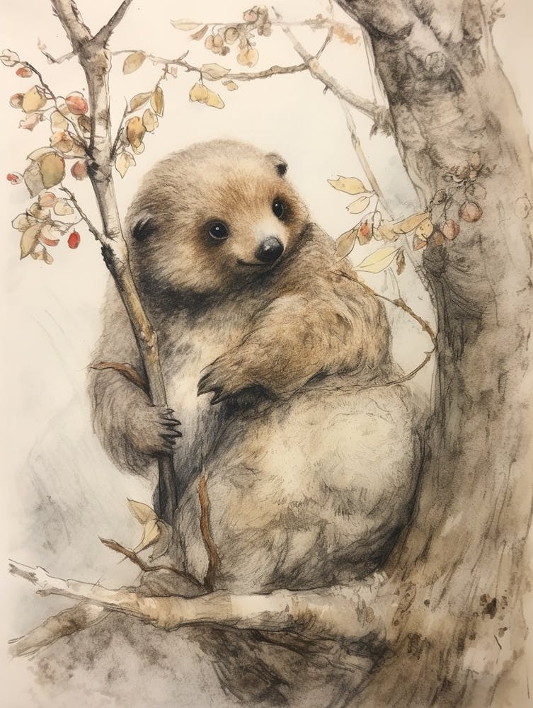 Storybook Animal Watercolour Sloth 2