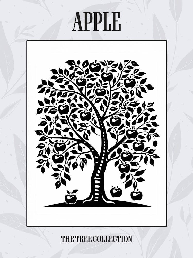 Apple Tree Simple Geometric Nature Stencil 1 Poster