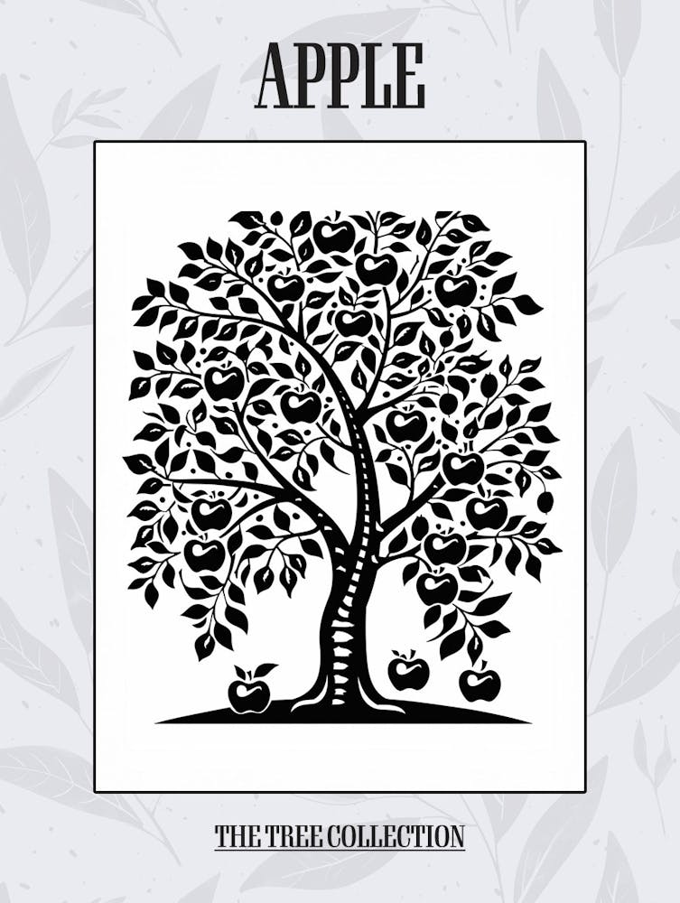 Apple Tree Simple Geometric Nature Stencil 1 Poster
