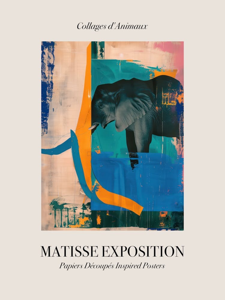 Elephant 2 Matisse Inspired Exposition Animals Poster