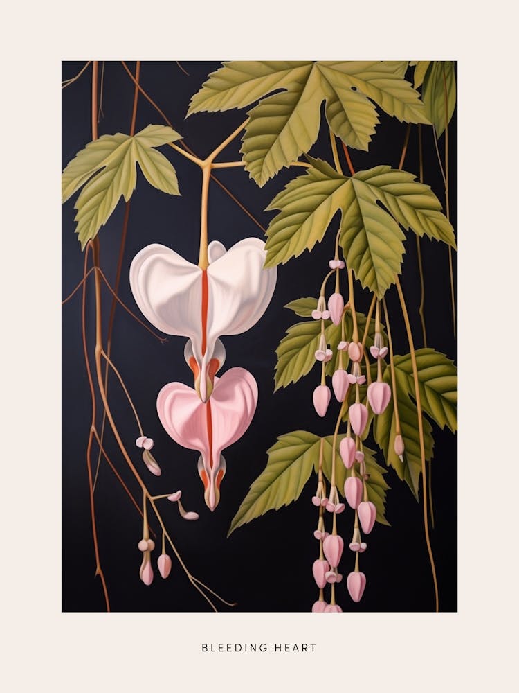 Flower Illustration Bleeding Heart Flower 1 Poster