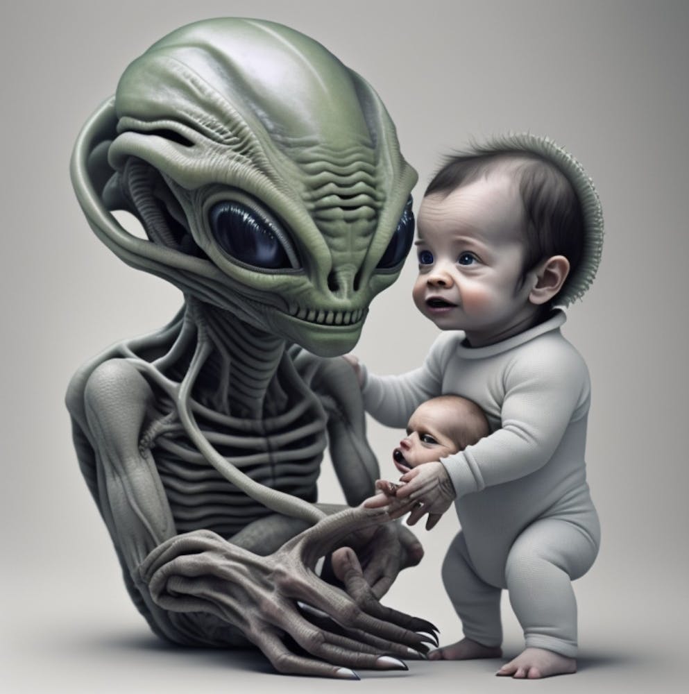 Alien holding Human Baby #2
