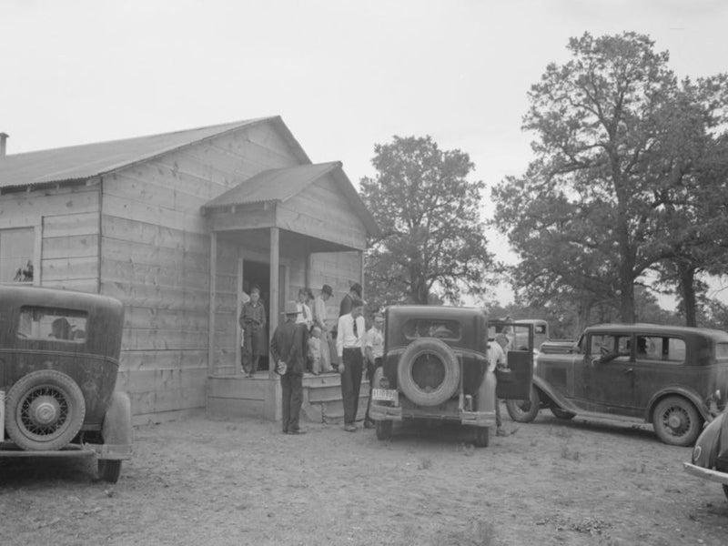 Untitled Photo, Possibly Related To In Front Of The Church During The Community Sing, Notice The Milk Can