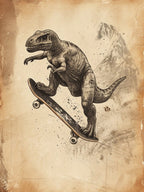 Vintage Therizinosaurus Dinosaur On A Skateboard 1