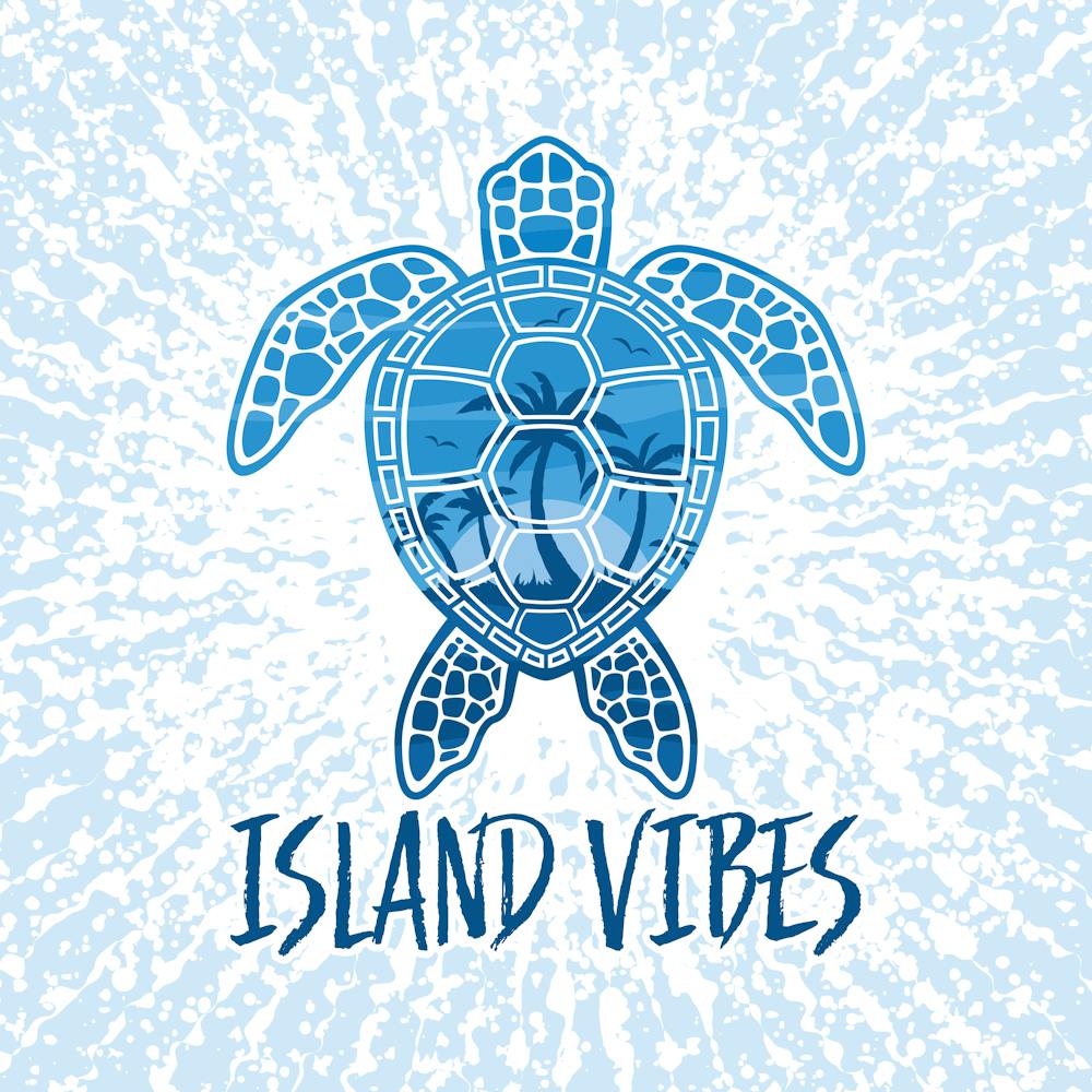 Island Vibes Tropical Sunset Sea Turtle Design