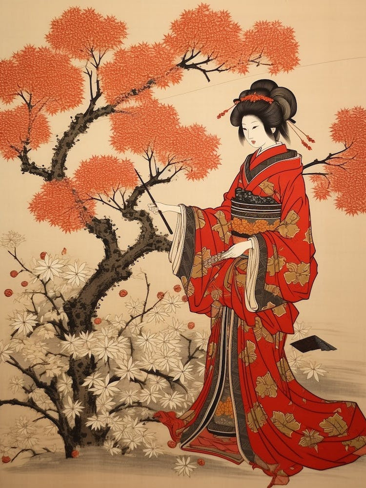 Akikusa Autumn Dandelion 1 Vintage Japanese Botanical And Geisha