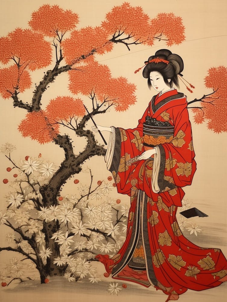 Akikusa Autumn Dandelion 1 Vintage Japanese Botanical And Geisha