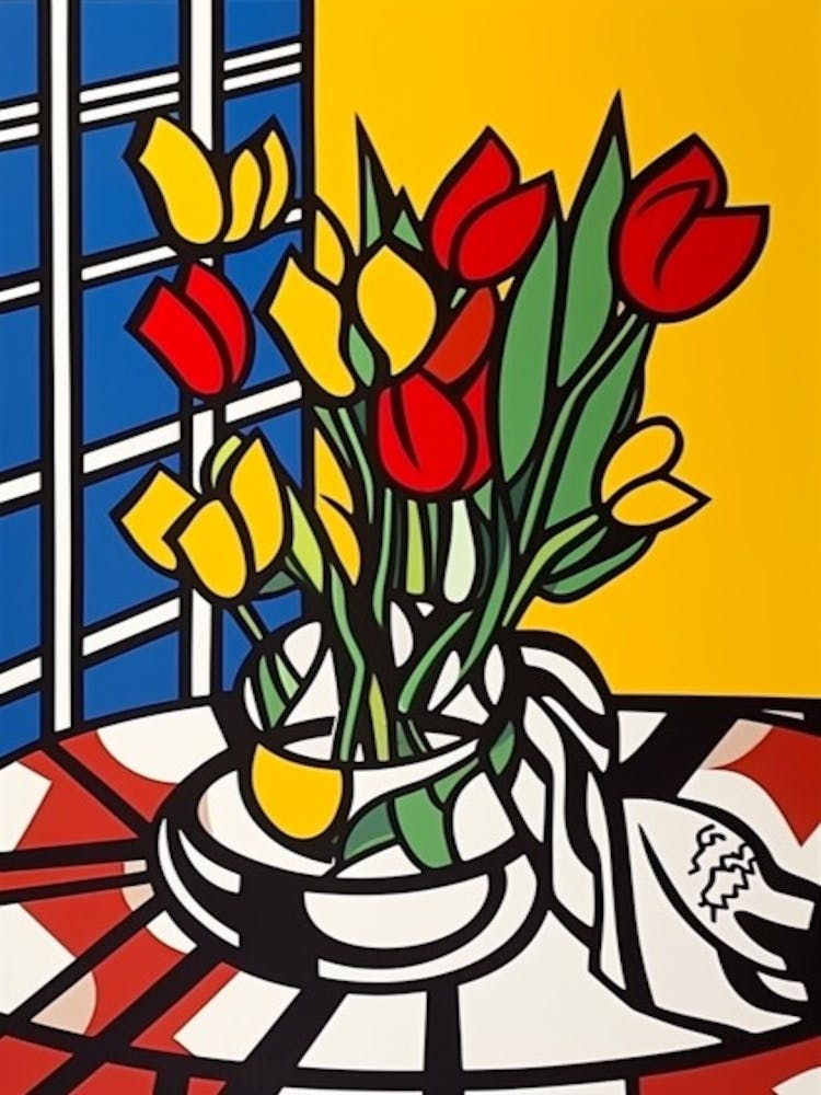 Tulips Flower Still Life  2 Pop Art Style