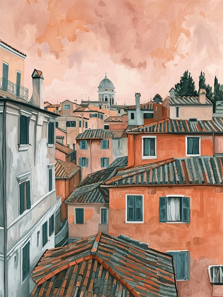 Rome Rooftops Morning Skyline 4