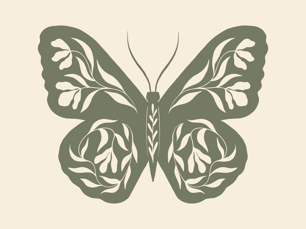 Folk Art Butterfly 02 - Sage Green