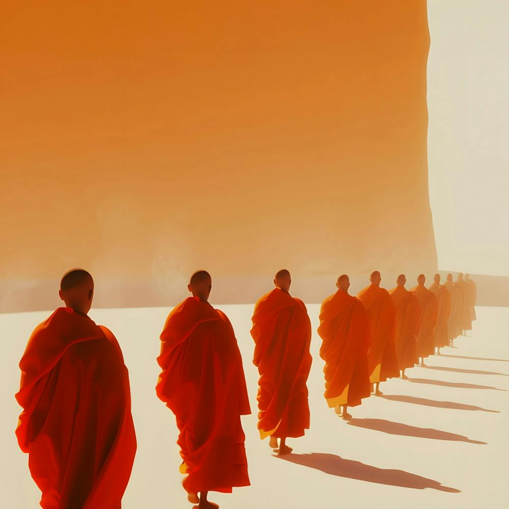 Buddhist Monks Walking