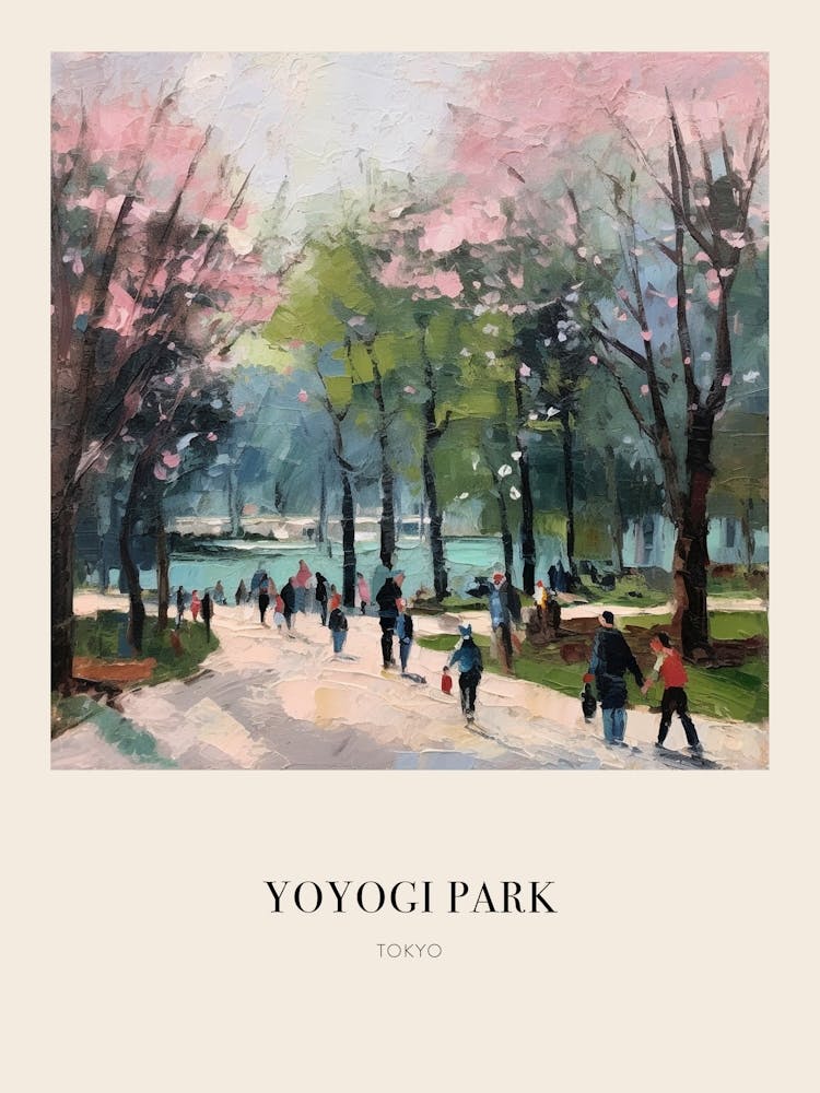 Yoyogi Park Tokyo Vintage Cezanne Inspired Poster