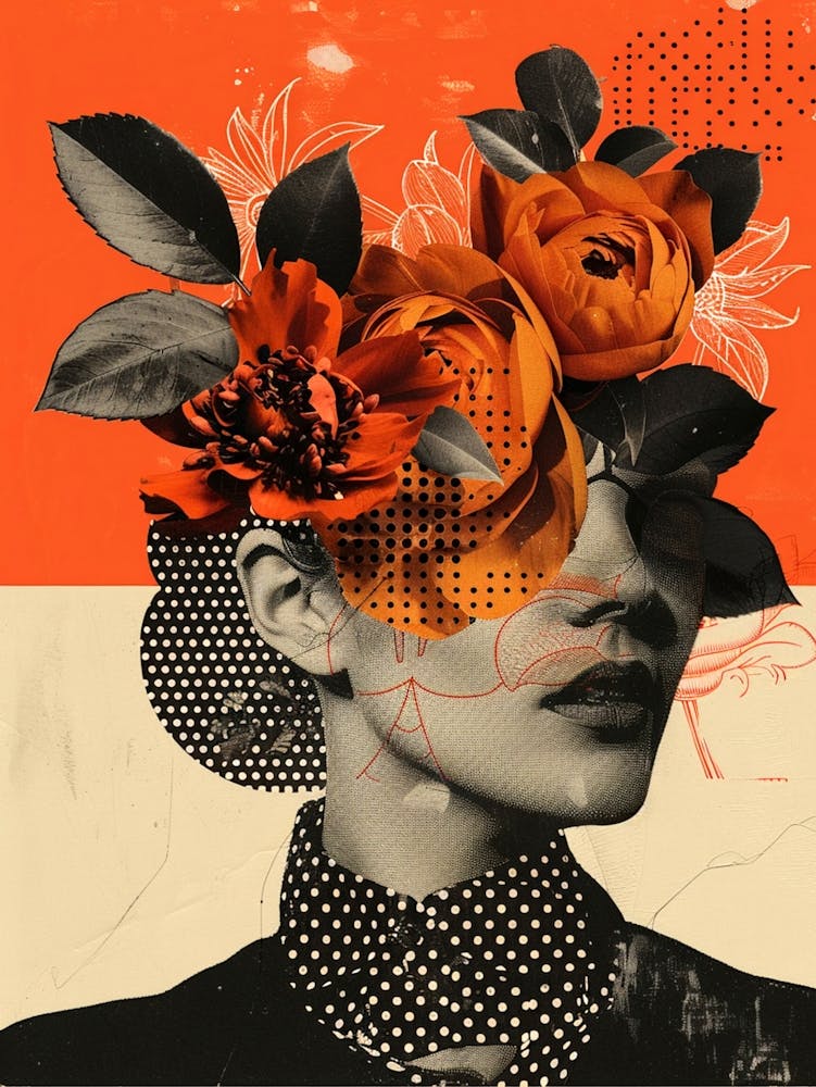 Abstract Painting of a Woman with Flowers