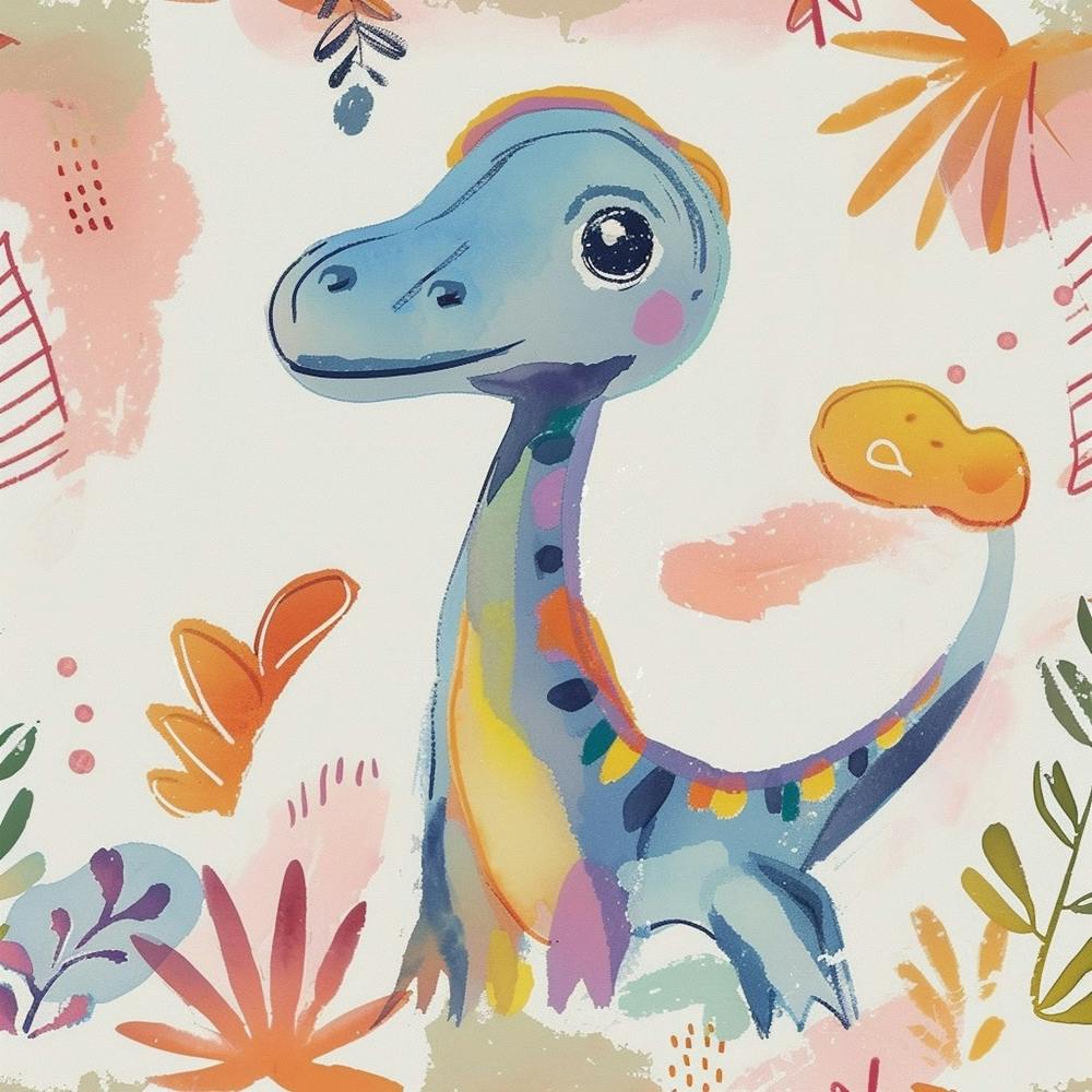 Troodon Dinosaur Muted Pastels Pattern  1