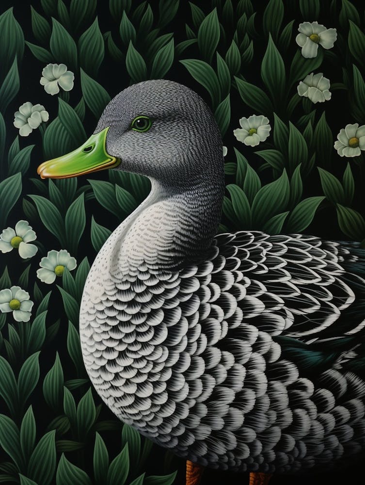 Ohara Koson Inspired Bird Painting Duck 1