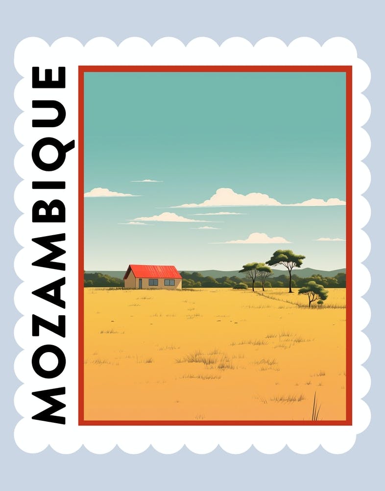 Mozambique Travel Stamp Poster