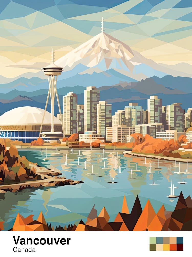 Vancouver, Canada, Geometric Illustration 2 Poster