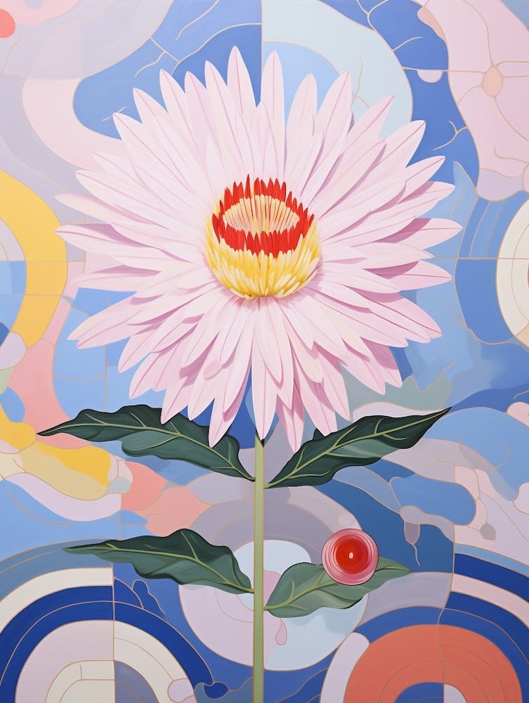 Asters 6 Hilma Af Klint Inspired Pastel Flower Painting
