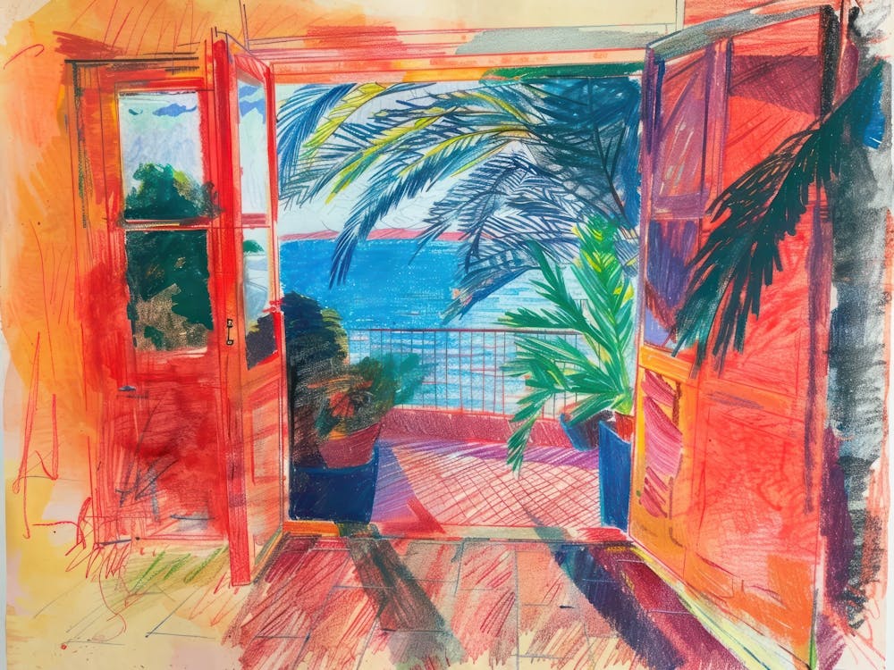 Saint Tropez From The Window View Painting 1