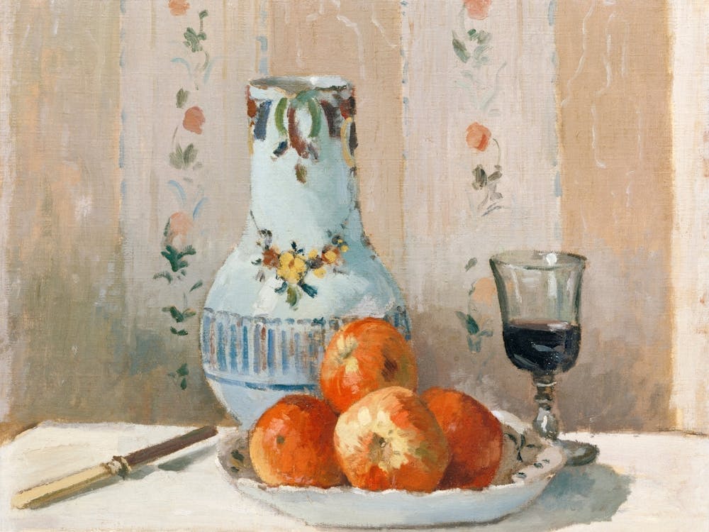 Vintage Painting Still Life With Oranges And A Vase