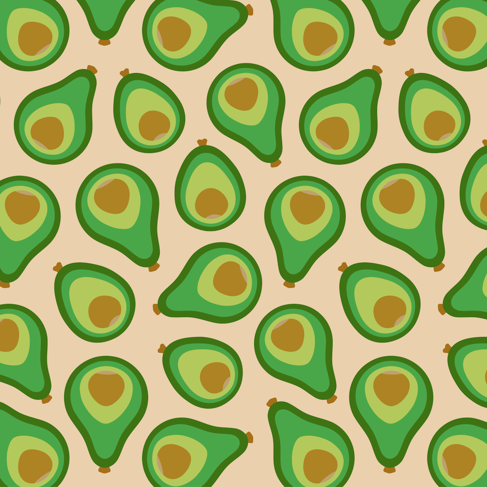 PLUMP AVOCADOS Retro Ripe Fruit in Vintage 70s Green Lime Brown