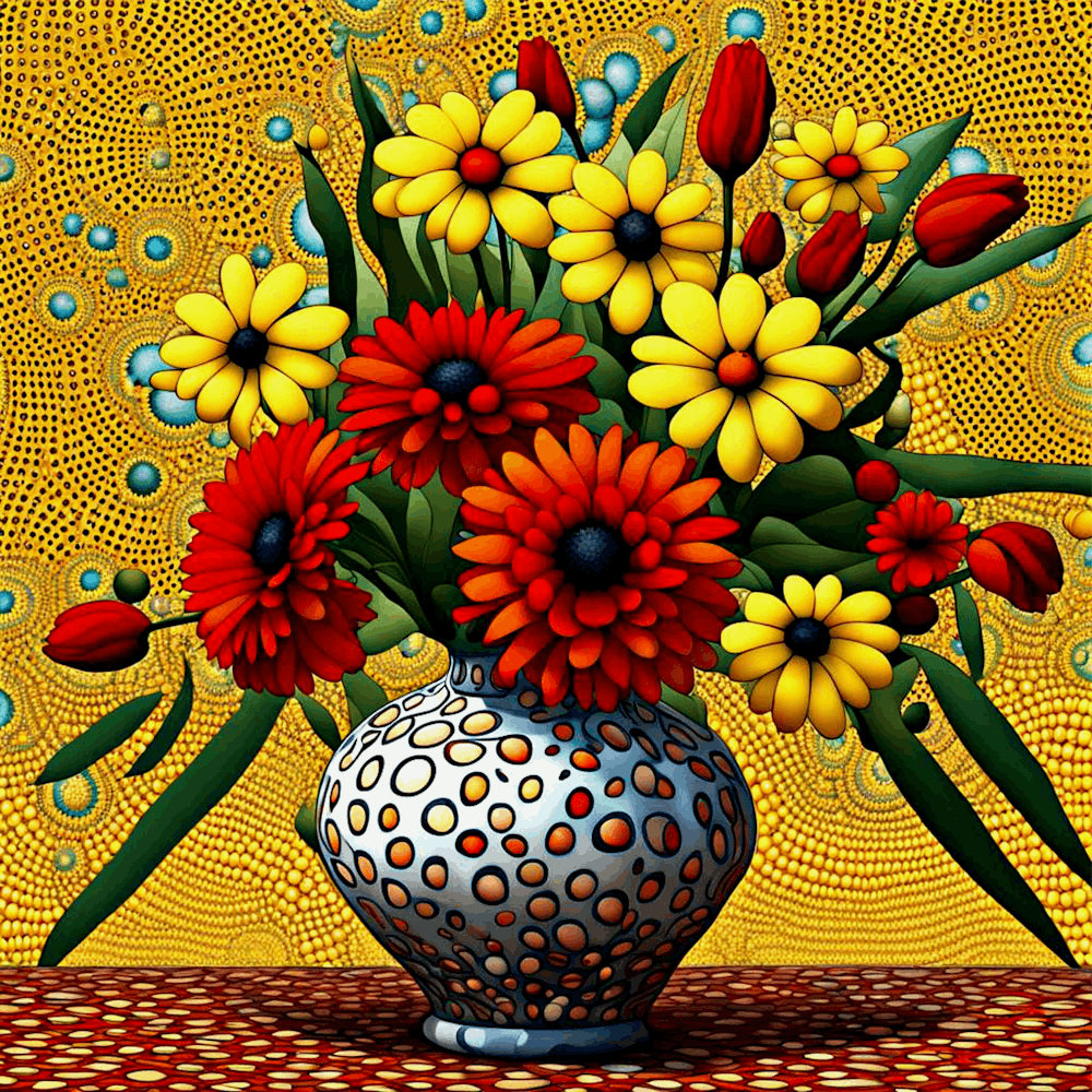 Red And Yellow Vased Flowers 2