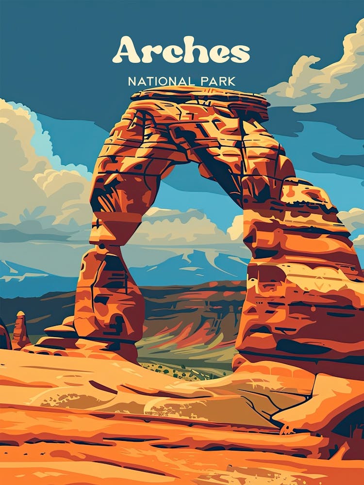 Arches National Park Wahrzeichen Reiseillustration