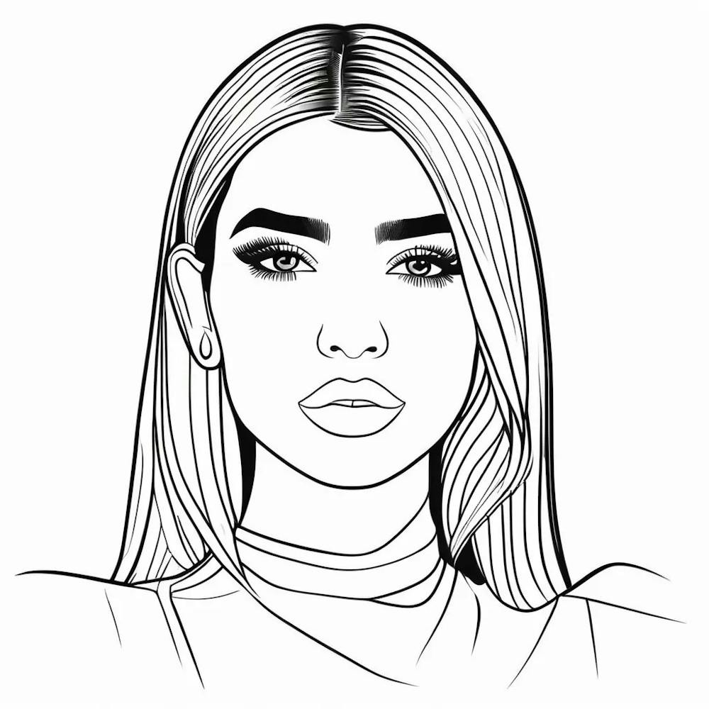 Portriat of dua lipa in line art