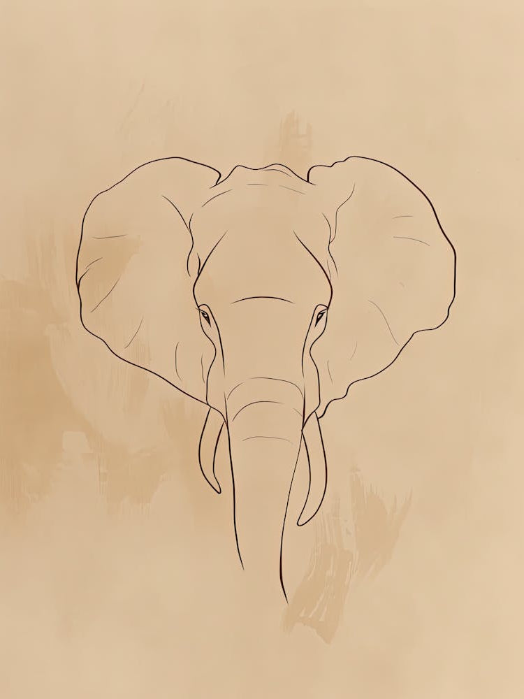Elephant - Boho, Line Art 2
