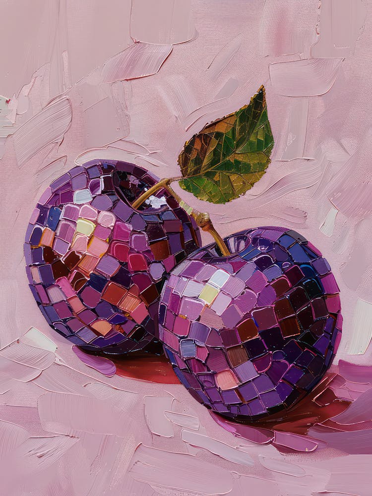 Disco Ball Plums Lilac Mosaic Painting Kitchen