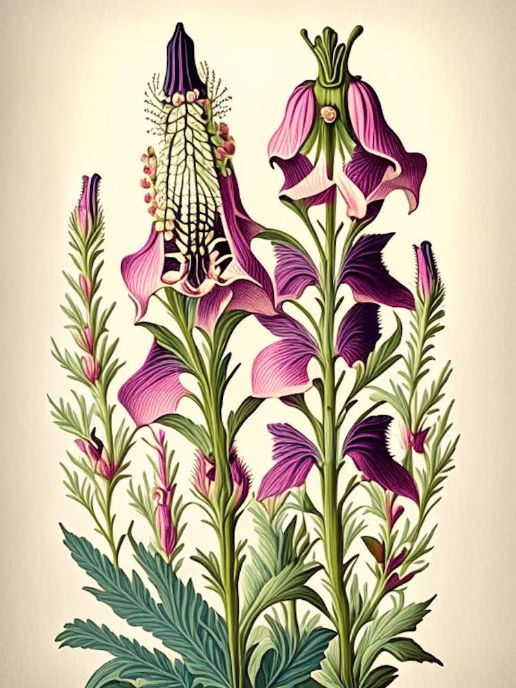 Foxglove 3 Floral Botanical Vintage Poster Flower