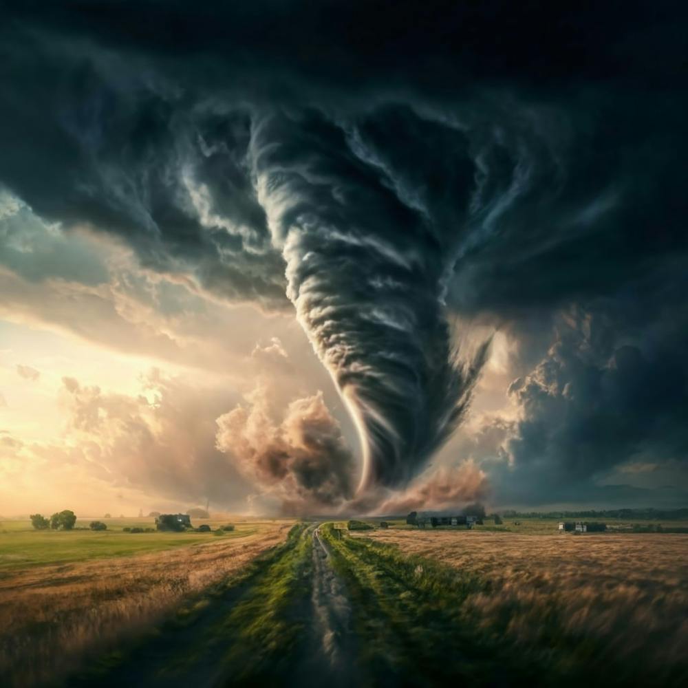 Tornades réalistes dans un champ ouvert Tempête Clo