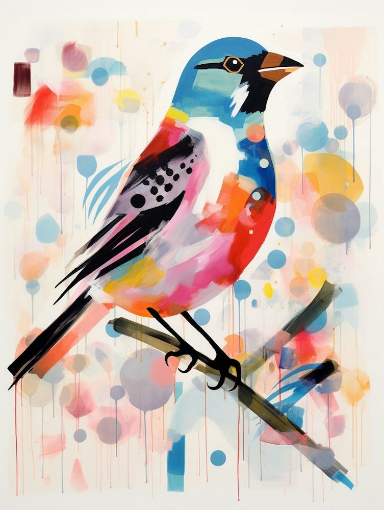 Bird Painting Collage Finch 4