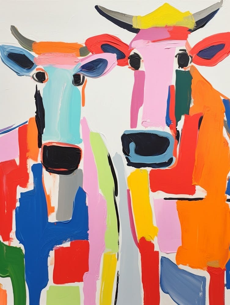 Colourful Kids Animal Art Cow 5