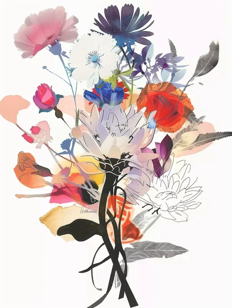 Asters 1 Collage Flower Bouquet