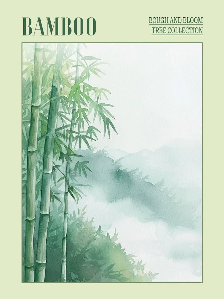 Bamboo Tree Atmospheric Watercolour Painting 8 Poster