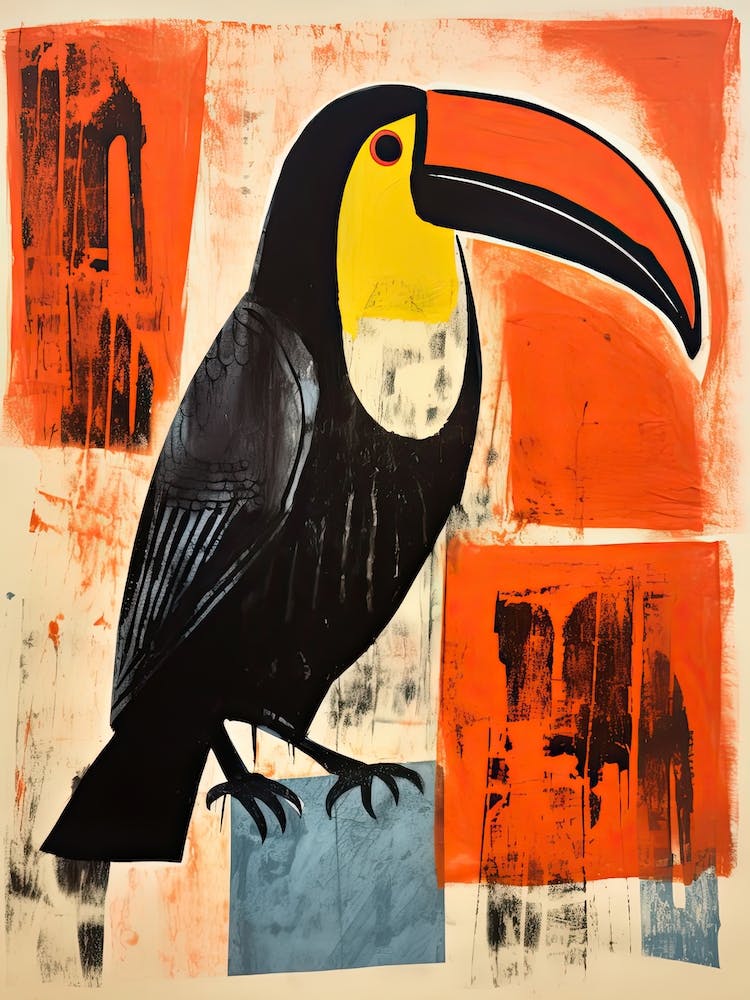 Toucan, Woodblock Animal Drawing 1