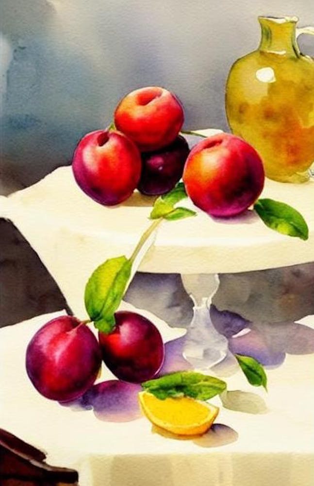 Plum Italian Watercolour fruit