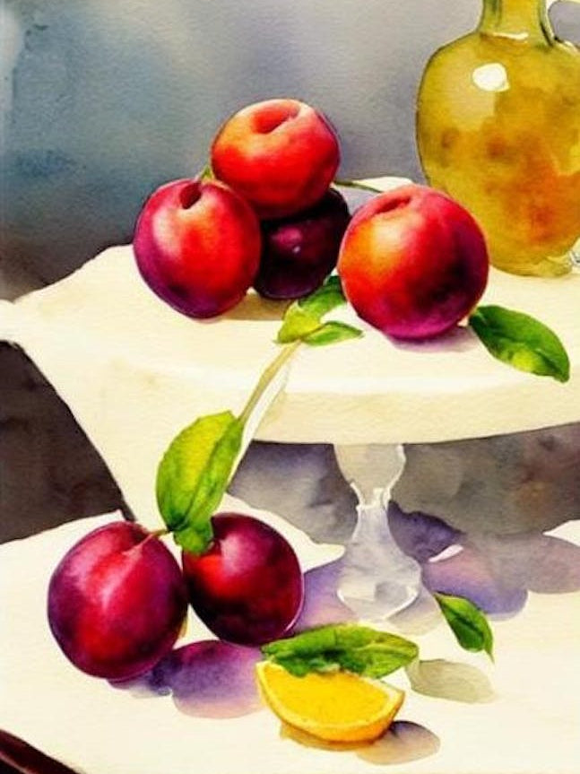 Plum Italian Watercolour fruit