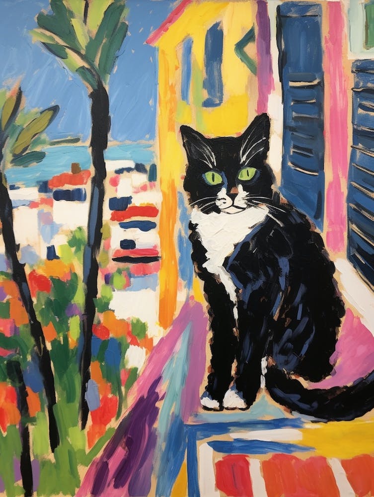 Painting Of A Cat In Cannes France 1