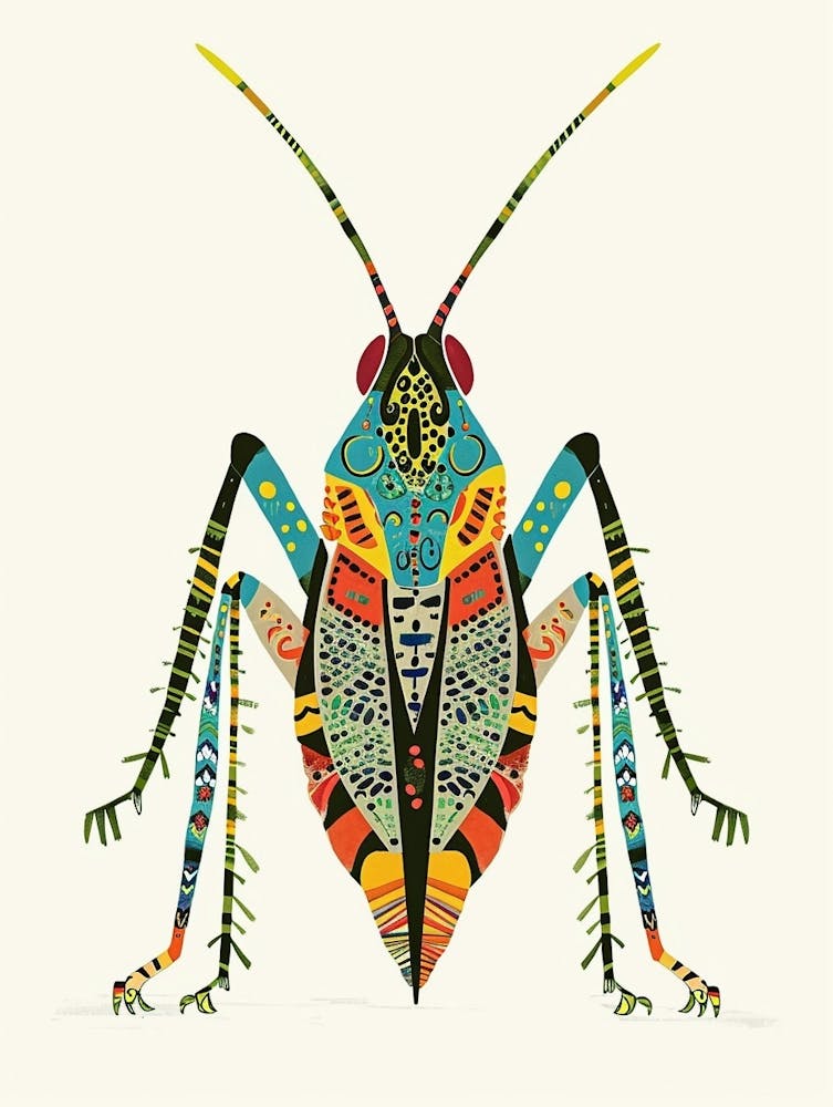 Colourful Insect Illustration Katydid 7