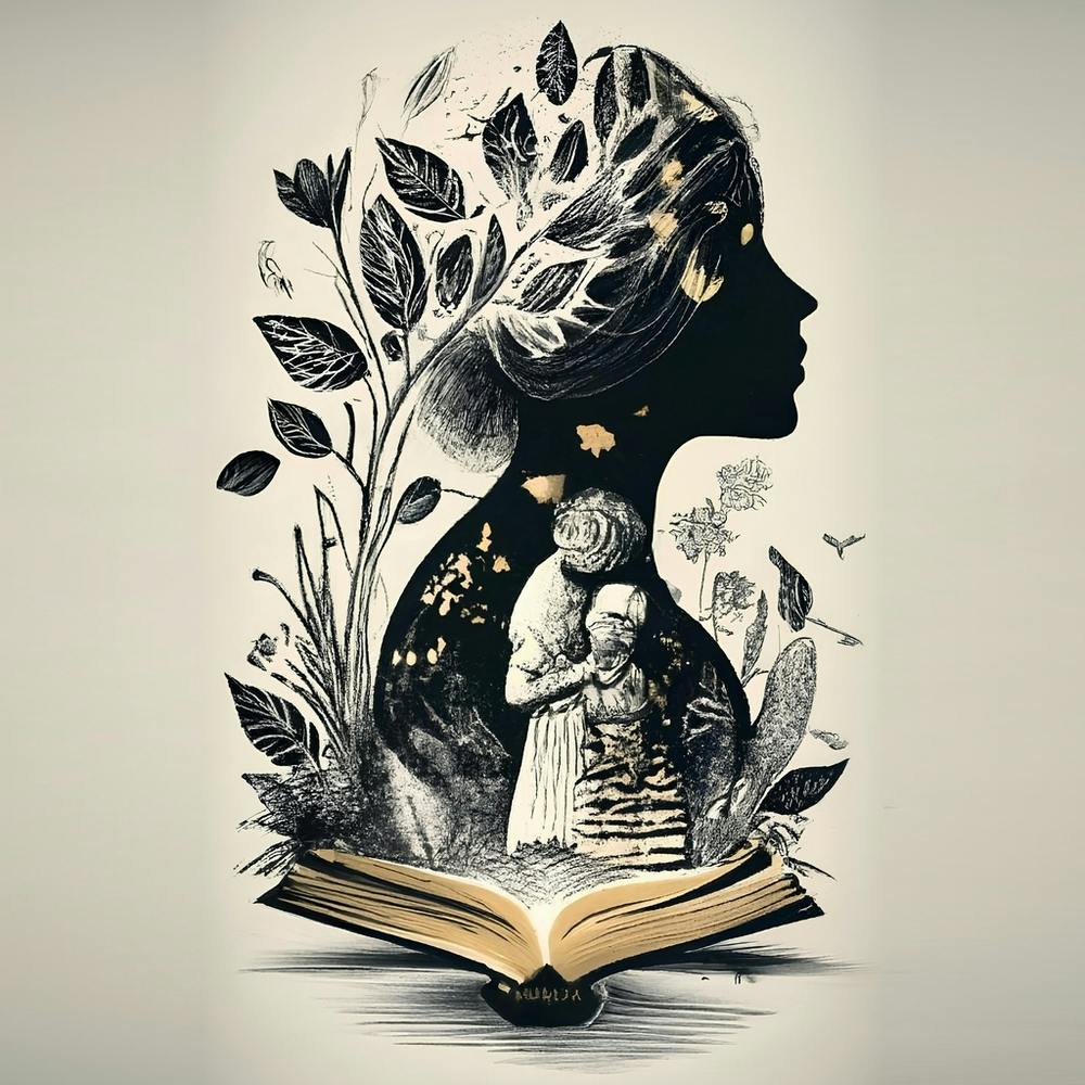 Abstract Woman Holding A Book