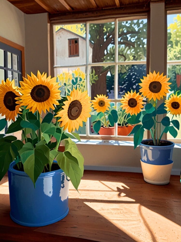 Sunflowers In Pots 1