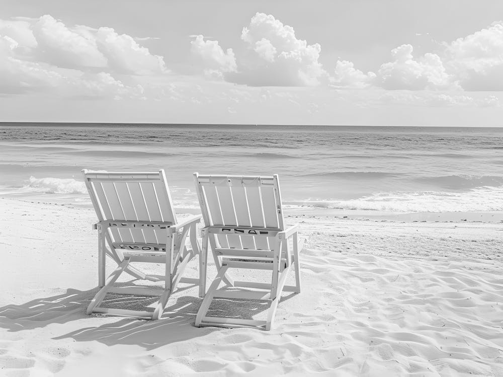 Zwei Stühle am Strand